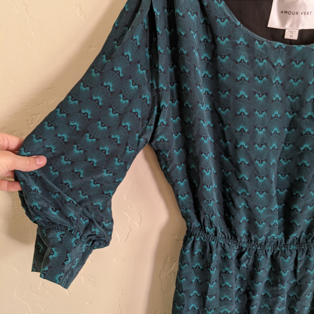 Amour Vert Arabella Silk Dress with Long Sleeves - Picture 3 of 8